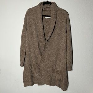 Simply Couture Women’s Shawl-Collar Cardigan Taupe color, Size Medium.
